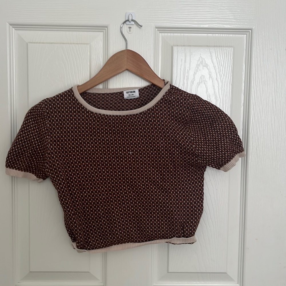 Brown and tan crop top